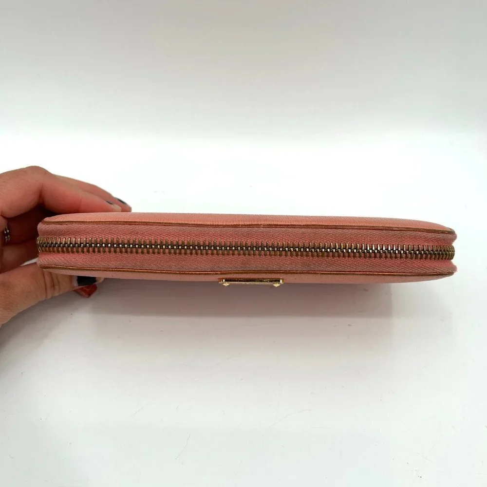 FENDI Light Barbie Pink Leather Full Zip Luxury Designer Long Wallet
